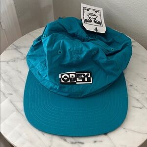 Obey OS Unstructured Turquoise Cap with Logo